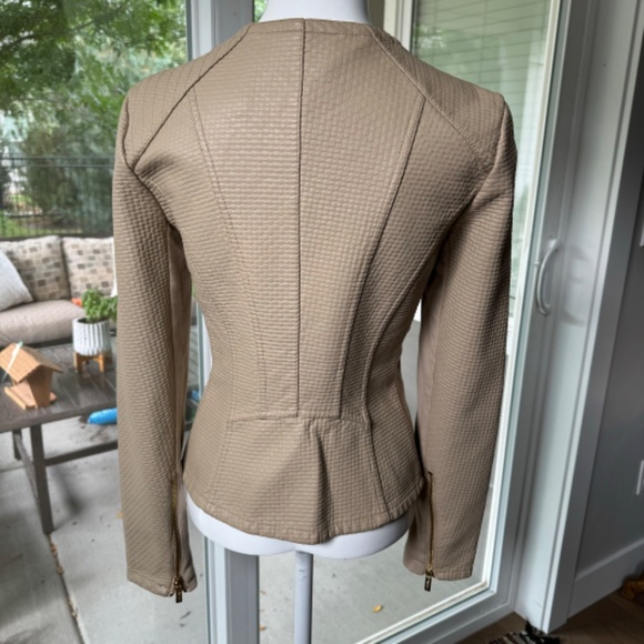 Calvin Klein Faux Leather Moto Jacket Tan XS - Picture 3 of 6